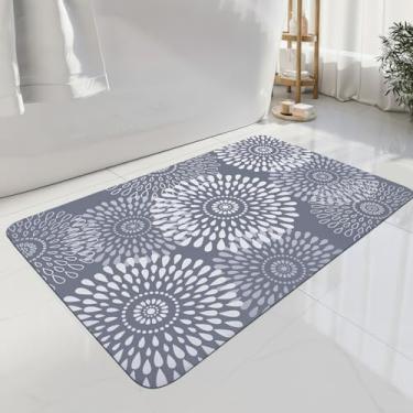 Imagem de MASHDE Tapete de banho antiderrapante de secagem rápida, 50,8 cm x 78,7 cm, tapetes de banheiro finos ajustados sob a porta, tapete de banho absorvente lavável, fácil de cuidar para banheira, pia e