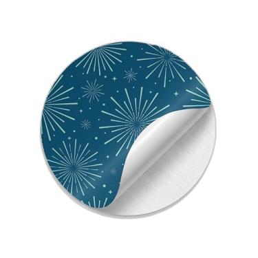 Imagem de Adesivos Redondos Para Festas De Ano Novo 25 Unidades Com Estampa De Fogos De Artifício - Tamanho 85x85cm