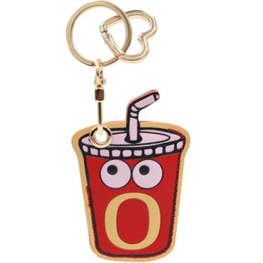 Imagem de Capa MC Fashion de couro PU compatível com AirTag, linda capa de rastreador GPS com tema de comida charmosa chaveiro (Cola)