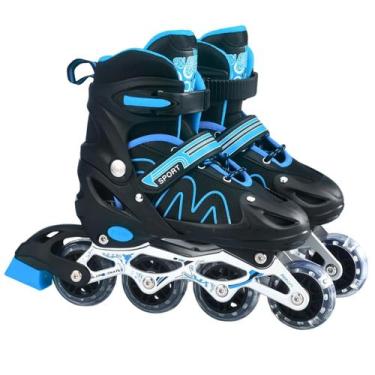 Imagem de Patins Roller Ajustável Inline 4 Rodas Adulto Rodinha Led TAMANHO:AZUL