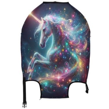 Imagem de Joisal Capa de bagagem colorida de unicórnio de desenho animado brilhante para mala protetora de viagem elástica viagem férias essenciais manga mala de viagem, desenho animado unicórnio colorido