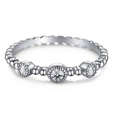 Imagem de GemKing NE120122-S-W-WH-5 anéis de prata italiana menina amonite fecho campeonato preços tibetanos mulher antiga tailandesa, 6, Prata esterlina, Sem Pedra Preciosa