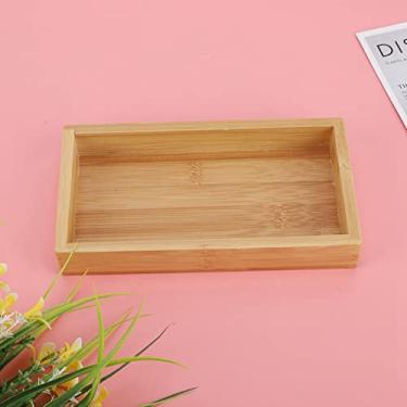 Imagem de GLOGLOW Bandeja de chá Bandeja de Servir de Bambu, Material Natural, Design Elegante, 11 X 7,7 X 1,2 Polegadas, para Casa e Restaurante Estilo Japonês Retangular Nan (19,2 * 10,*3 centímetros)