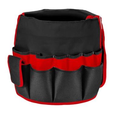 Imagem de Fenteer Bolsa organizadora de ferramentas de jardinagem, e com grande capacidade, multifuncional, para tesouras e outros itens, Preto Vermelho