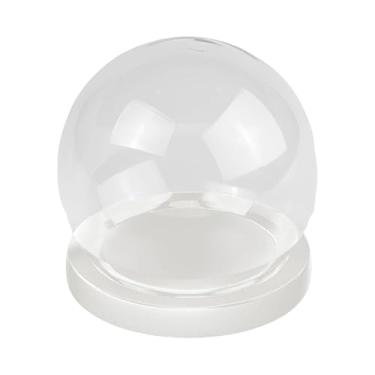 Imagem de Bothyi Cúpula de vidro com suporte e base de madeira para exibir pedras e objetos decorativos. Ideal para exibir objetos de coleção, Base Plana Branca