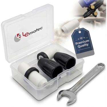 Imagem de LE LEMATEC Pacote de acessórios para kit de pistola de jato de areia AS118, ponta de bocal sobressalente de jateamento de areia durável para substituição, inclui 1 bocal de cerâmica, 2 capas pretas, 1