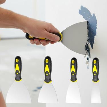 Imagem de Conjunto de 4 facas de massa, ferramentas com alças macias, espátulas de 5 cm, 7,6 cm, 10 cm, 12,7 cm, para reparo de parede, pintura e acabamento de gesso