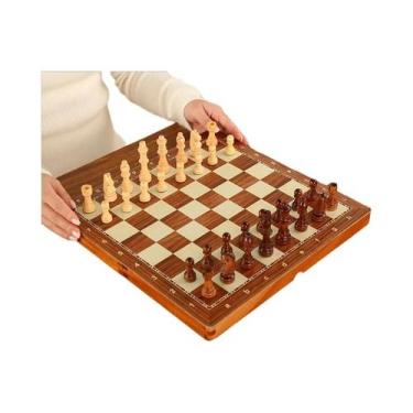 Imagem de Conjunto De Xadrez De Luxo Em Pau-Rosa Com Caixa De Armazenamento Extr