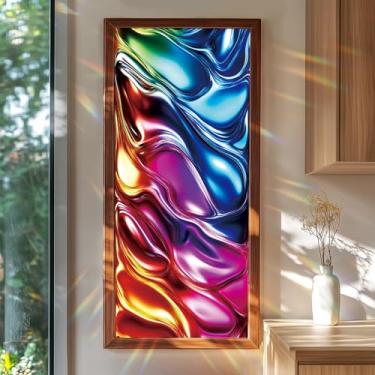 Imagem de SHENGYUMY Película de janela colorida com arte fluida, película de privacidade para janela, decalques manchados, adesivo estático, bloqueio solar, decoração para casa, escritório, janelas, portas