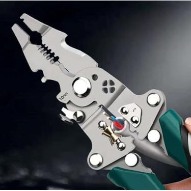 Imagem de 1 descascador de fios 18 em 1, descascador de fio profissional dobrável multifuncional, ferramenta eletricista de crimpador de arame, ferramenta manual multiuso com aderência antiderrapante para