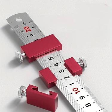 Imagem de 1 régua de marcação de liga de alumínio de 26 mm, bloco de posicionamento, régua de aço inoxidável, adequada para artesãos e designers (vermelho)