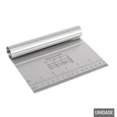 Imagem de Kit Confeitaria Profissional em Aço Inoxidável, Espátula para Bolo 26,5 cm, Batedor de Arame Manual 29 cm, Raspador de Massa, 3 Peças