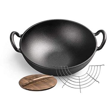 Imagem de Sala de ferro antiaderente Wok aprofundamento pequeno pote de ferro fundido casa sem revestimento mini orelhas orelha ferro fritadeira (cor: B) (B)