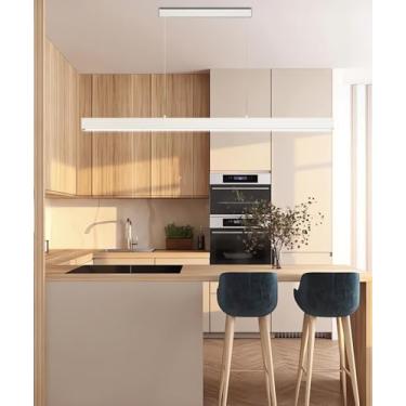 Imagem de Luminária pendente linear LED moderna, lustre de teto regulável, luminária pendente com altura ajustável para mesa de jantar, luminária de embutir preta para ilha de cozinha, para sala de ja