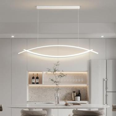 Imagem de Lustre LED minimalista para mesa de jantar, cafeteria, bar e iluminação de balcão, lustre criativo e personalizado para escritório (branco, 110 cm)