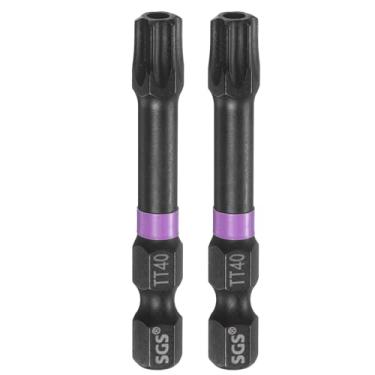 Imagem de HARFINGTON 2 peças TT40 Torx cabeça chave de fenda de impacto 1/10.2 cm haste sextavada 50 mm longa magnética à prova de adulteração 6 pontos estrela parafusadeira broca fosfato S2 ferramentas