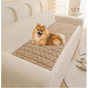 Imagem de OTOB Capa de sofá de pelúcia para cães, lavável, antiderrapante, macia, com apoio de braço, para sofá, jacquard geométrico, compatível com animais de estimação, protetor para todas as estações, 1 peça