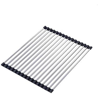 Imagem de Escorredor de pratos dobrável multiuso rack de pia de aço inoxidável para bancada de cozinha (tamanho: 40 cm) (tamanho: 40 cm) (tamanho: 40 cm) organizador de balcão (tamanho: 58 cm) (52 cm)