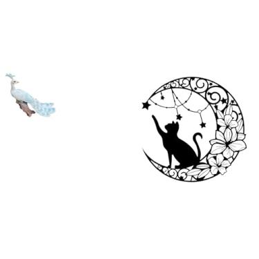 Imagem de Whtkoph Escultura de Gato, Figura Decorativa para Jardim, Artesanato, Estátua, Ornamento para Decoração de Casa, Pátio, Arte de Parede em Metal, Decoração