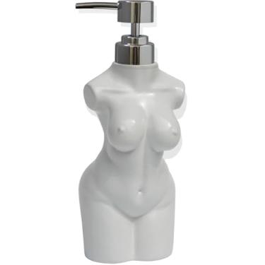 Imagem de CAAS Ceramic Lotion Soap Dispenser : White Soap Dispenser Bathroom,Girl Lotion Dispenser with Pump,Refillable Liquid Premium Kitchen Soap Dispenser (White)
