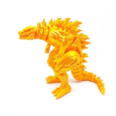 Imagem de Estatueta colecionável de dinossauro dourado gradiente impresso em 3D para decoração de mesa executiva de escritório doméstico