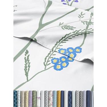 Imagem de Jogo de lençol 3 peças Twin GG vintage floral – lençol de cima luxuoso 66 x 102, lençol com elástico 99 x 203 e 1 fronha 51 x 76 – bolso profundo, lençol botânico macio boho – jogo de lençol floral