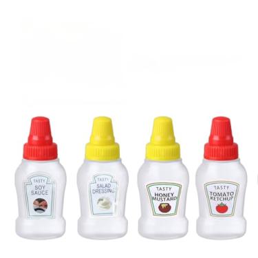 Imagem de Mini Frasco Refilável de Ketchup para Salada e Caixa de Almoço Bento (2 KITS)
