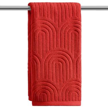 Imagem de Artoid Mode 1 peça de toalhas de mão jacquard com listras arqueadas 3D vermelhas para banheiro, 100% algodão macio absorvente toalha de decoração de banheiro, 14,7 x 29,5 polegadas