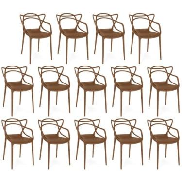 Imagem de Kit 14 Cadeiras de Jantar Allegra Prática Empilhável - Marrom