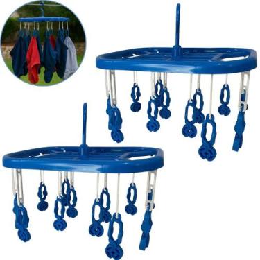 Imagem de Kit 2 Varais Roupa Intima Multiuso Calcinha Cueca Meia 12 Prendedores 