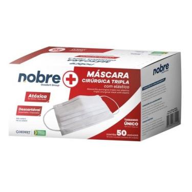 Imagem de Máscara Tripla Cirúrgica C/elástico Caixa/50 unidades Nobre