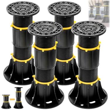 Imagem de Tlence Pacote com 4 pernas de suporte de cama, suporte de ripas centrais de 21 a 33 cm de altura ajustável, poste de substituição para moldura sob a cama, kit de peças de reforço de cama resistente