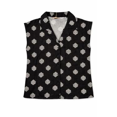 Imagem de Blusa Feminina  Floral Estampada Sem Manga com Abotoamento