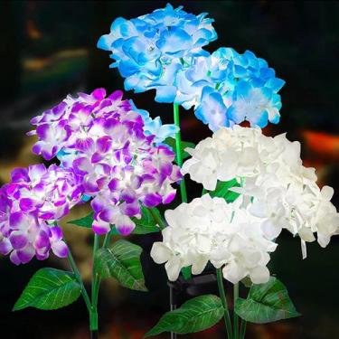 Imagem de Lâmpada Solar Em Forma De Flor De Hortênsia LED Para Decoração De Jard