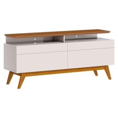 Imagem de Rack Bancada Classic 2 Gavetas com Nicho 1.4 Off White Freijó Touch - 