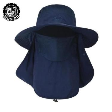 Imagem de Boné de Pesca Respirável Masculino com Máscara Facial Removível - Prot