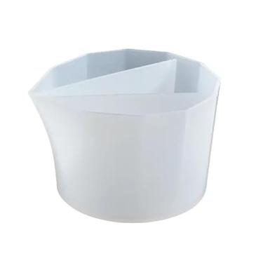 Imagem de 1 copo dividido para derramar tinta, copos de mistura de silicone reutilizáveis, ferramenta de moldagem de resina para artesanato DIY, ferramentas de artesanato de forma irregular fácil de limpar para