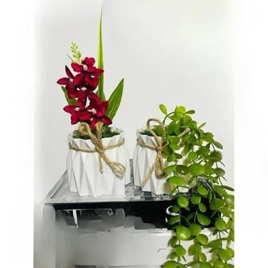 Imagem de Kit com 2 Arranjos de Flores Artificiais Decorativas, Eucalipto Pendente e Folhagem com Laço(Vermelha)
