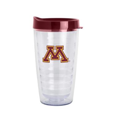 Imagem de Logo Brands NCAA Minnesota Golden Gophers Copo transparente de parede dupla de 473 ml – Serve na maioria dos porta-copos, feito nos EUA, tampa resistente a derramamentos, livre de BPA – Ótimo para uso