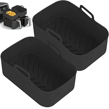 Imagem de 2 Pack Panelas de Silicone para Air Fryer Liners Cesta Reutilizáveis Nível Alimentar Forno Micro-ondas Freezer Máquina Lavar Louças Antiaderente Resis