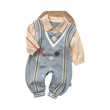 Imagem de Macacão Azul Apricot Para Bebê Menino Com Mangas Longas, Patchwork, Gr