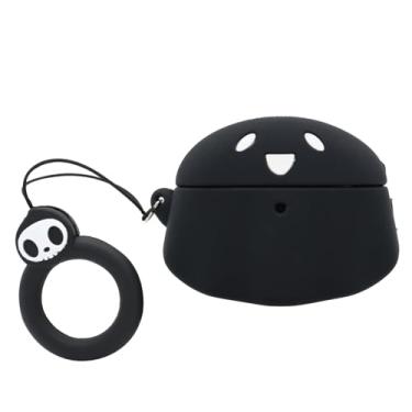 Imagem de Capa MC Fashion para AirPods Pro/Pro 2, linda capa de silicone fantasma à prova de choque com cordão de caveira e anel compatível com AirPods Pro/Pro 2 (preto)