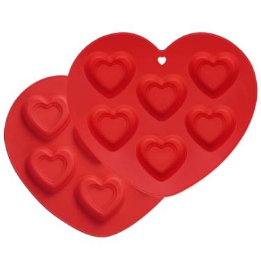 Imagem de 2 peças de moldes de silicone de coração para assar moldes antiaderentes em forma de coração para bolos, sabonetes de chocolate, presente de Dia dos Namorados