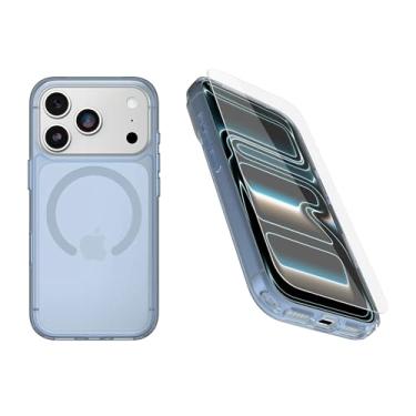 Imagem de OtterBox Pacote para iPhone 17 Pro (apenas): Symmetry Clear Series + capa e protetor de tela - Blue Bliss - Encaixa-se ao MagSafe - Ultralegre - Bordas elevadas protegem a câmera e a tela - Embalagem