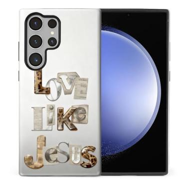 Imagem de CARLOCA Compatível com Samsung Galaxy S24 Ultra Full Body Protective Glossy Case para meninas meninos à prova de choque estética padrão leopardo 3D textura metálica amor como Jesus