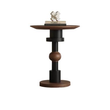 Imagem de Mesa lateral de sofá de madeira moderna canto retrô pequena redonda baixa mesa de cabeceira simples