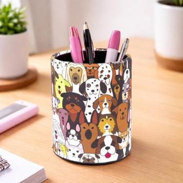 Imagem de Porta-canetas, organizador de lápis, copo fofo, decoração de mesa, porta-pincéis de maquiagem, multifuncional, material de escritório para casa, sala de aula, escola, estampa de cachorro