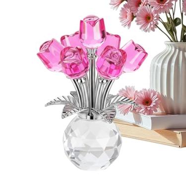 Imagem de Rosa de Vidro | Figuras de Rosas Artificiais de Vidro Românticas 3D,Figuras de Flor de | para Esposa Mãe Irmã Filha Família e Amigos em Festas Noivado Cerimónias e Ano