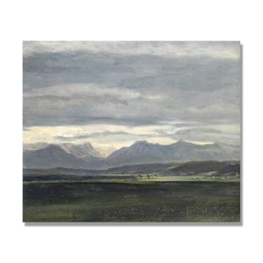 Imagem de NHLDZYH Pintura famosa de J.C. Dahl, impressão artística de romantismo norueguês, decoração de parede com tema de natureza para quarto ou escritório. (céu azul claro). 30 x 36 cm. Somente tela