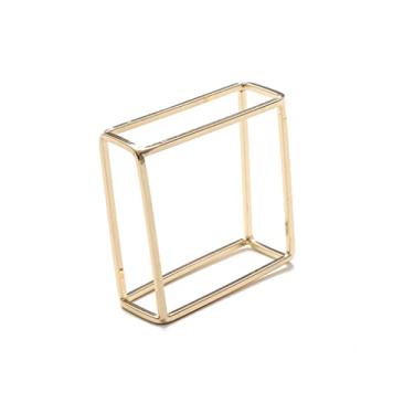 Imagem de 10 pçs Anel de guardanapo quadrado oco europeu criativo fivela de guardanapo de ouro conjunto de hotel de casamento decoração de mesa anel de guardanapo (um tamanho único) (um tamanho único)